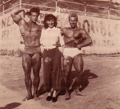 Steve Reeves with possible beatnik lady.